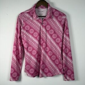 San Soleil Women's Athletic Top Stretchy Golf Pink White Size Small 1/4 Zip